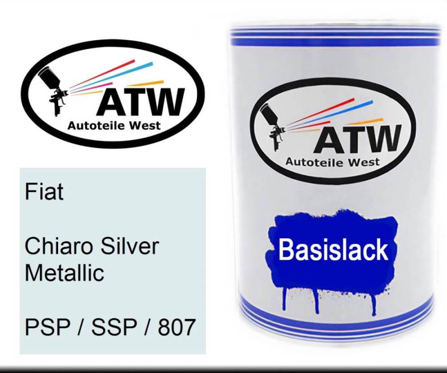Fiat, Chiaro Silver Metallic, PSP / SSP / 807: 500ml Lackdose, von ATW Autoteile West.